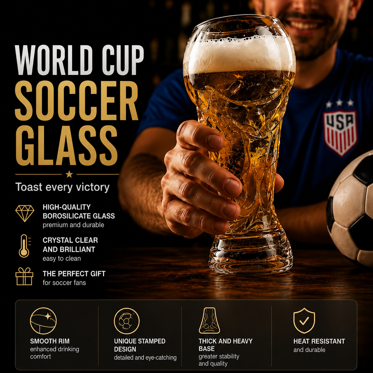 Vaso de Cerveza Copa del Mundo Futbol